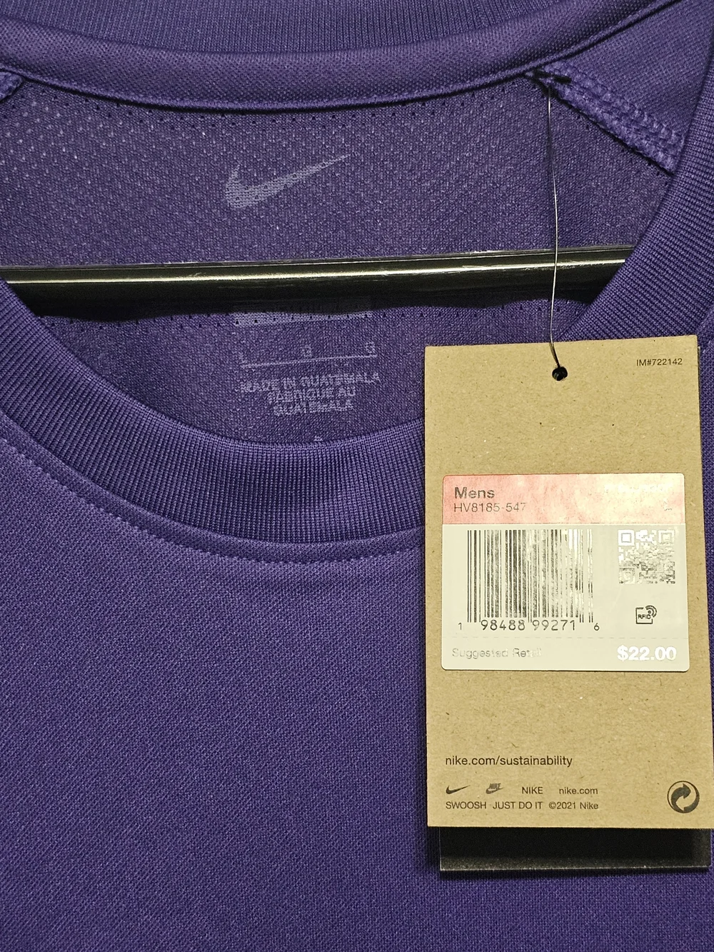 NWT Nike Dri-FIT Park VIII Shirt Large Purple Short Sleeve Athletic Training Tee